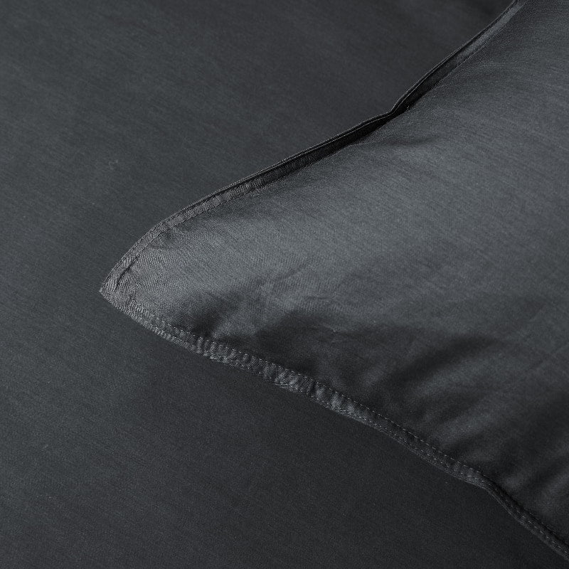 Double stitch details of the Accesorize Charcoal Quilt Cover Set for a chic and comfortable hideaway.