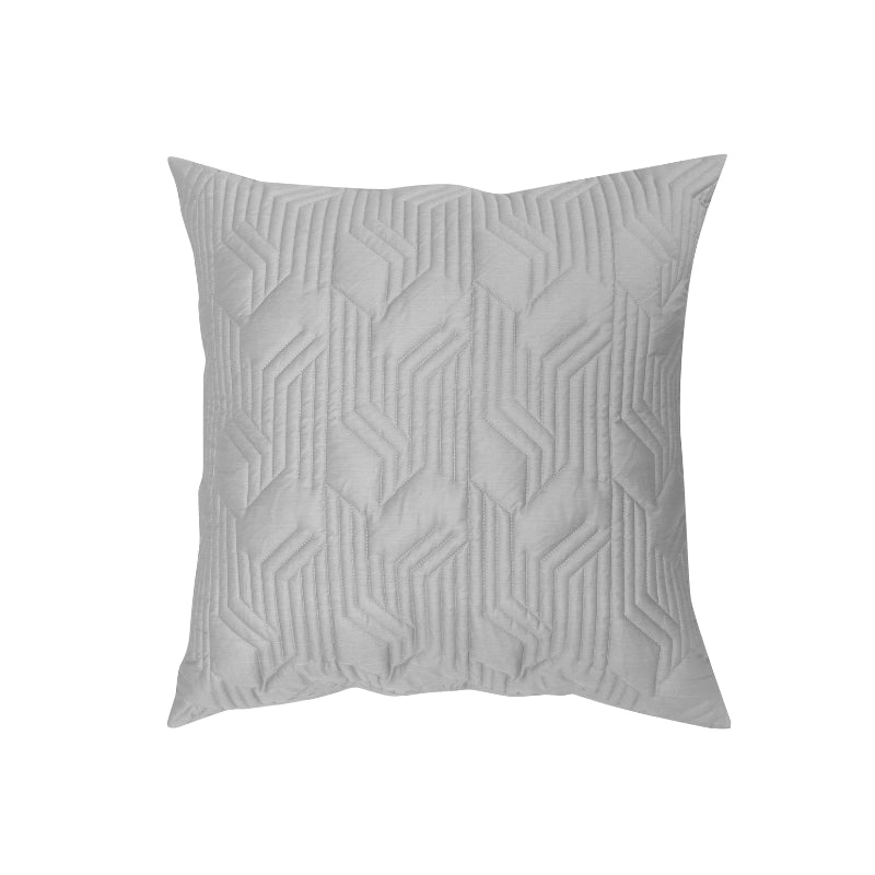 Grey European bamboo cotton pillowcase on a neatly styled bed with soft natural lighting.