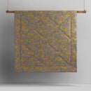 alt="Hanging cotton printed quilt cover set with tropical clove leaves pattern"