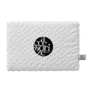 Front packaging details of a unique texture of jacquard quilt cover set with clipped dot detail, a beautiful update to white bedding.