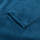alt="Sleeve details of the super soft ink blue blanket"