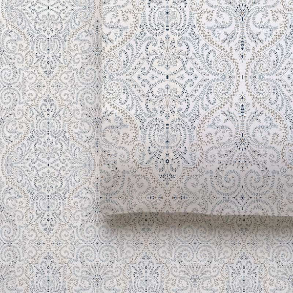 A maya patterned sheet set that is soft, warm, and elegant with a mosaic-inspired design.