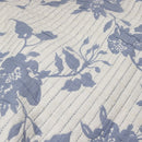 Closer look of a serene blue and white floral quilt cover and pillowcases, reflecting nature's beauty and comfort in bedroom design.