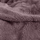 Close-up of Ardor Boudoir Teddy Fleece Blanket in soft mauve colour