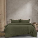 A serene bedroom featuring vintage-washed khaki quilt cover set.