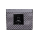 Front packaging of a grey and black checkered patterned sheet, showcasing its elegant design and soft texture.