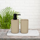 Elegant bathroom accessories, alongside the functional DRI white stone sink mat.