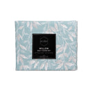 Front packaging features elegant blue and white floral fabric with a botanical print, ideal for adding a serene touch to any bedroom setting.