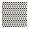 A multi coloured checkered beach blanket on a white background, showcasing a stylish and classic pattern.