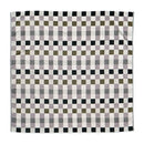 A multi coloured checkered beach blanket on a white background, showcasing a stylish and classic pattern.