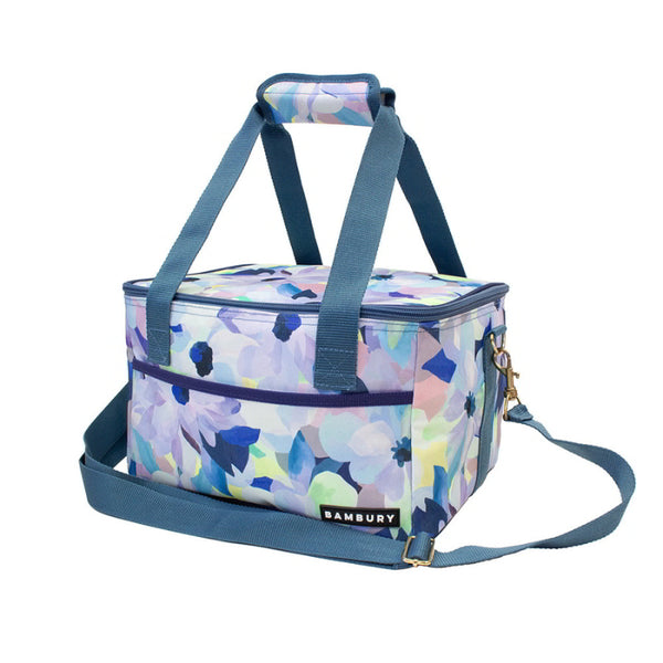 A vibrant Ambrosia Small cooler bag featuring floral design, made of durable, water-resistant canvas for stylish convenience.
