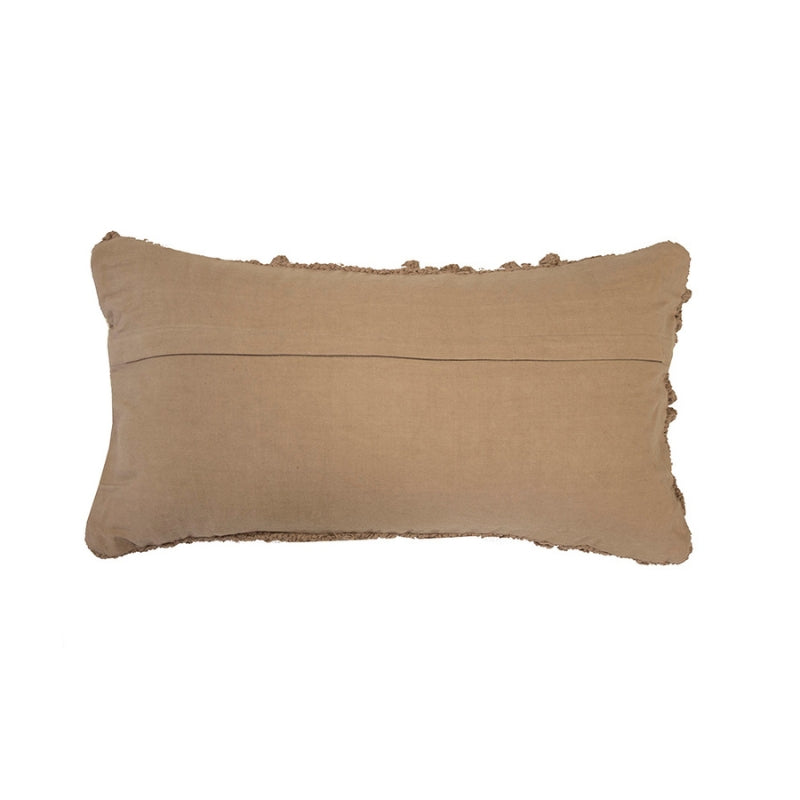 alt="Back view of a brown rectangular cushion"