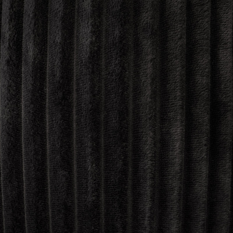 Detail view of velour stripe texture on a charcoal fleece fabric
