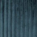 Close-up of velour stripe texture on petrol cushion fabric
