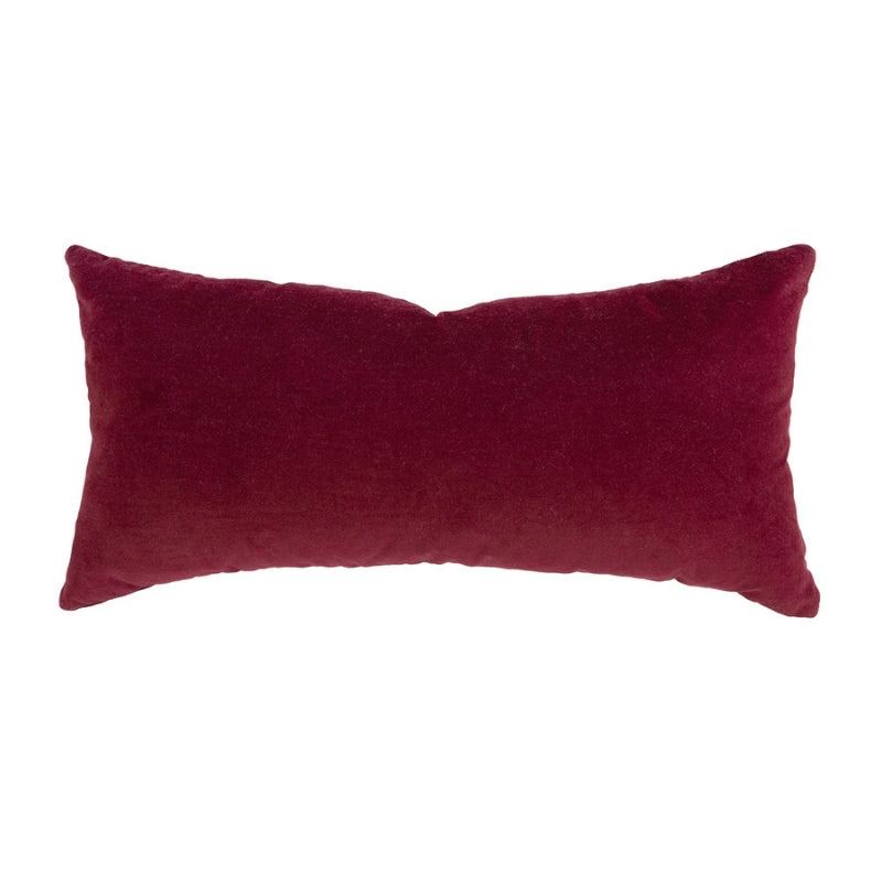 Reverse side of the cushion in solid berry velvet