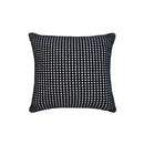 A 50x50cm black cushion, made from soft waffle fabric for a stylish and cosy touch.