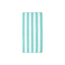 Eco-friendly beach towel featuring green and white stripes, crafted from recycled cotton for a soft and absorbent experience.