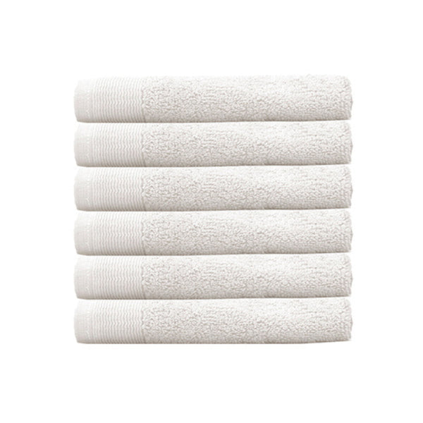 alt="Six beautiful, soft ivory cotton face washers"