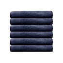 alt="Six beautiful, soft navy cotton face washers"