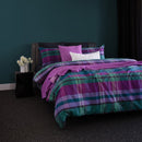 Bambury Ezra Multi Quilt Cover Set styled on bed with vibrant check pattern