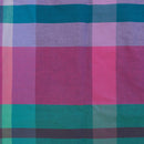 Close-up of 100% cotton fabric in jewel-toned check design