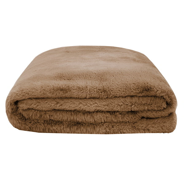 Stay warm and cosy with this soft faux fur brown throw, featuring velour fabric on the reverse side for extra comfort.