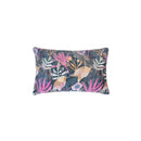 A tropical print pillow showcasing vibrant botanical designs, enhancing the elegance of a nature-inspired bedroom decor.