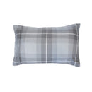 Single grey tartan flannelette pillowcase from the Bambury Harrison sheet set shown against a white background.