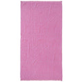A vibrant pink beach towel featuring a floral pattern, perfect for beach days with its lightweight and quick-drying design.