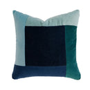 Jax Ocean cushion in blue and green velvet patchwork design

