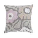 Lulu Taupe Cushion with embroidered floral design 

