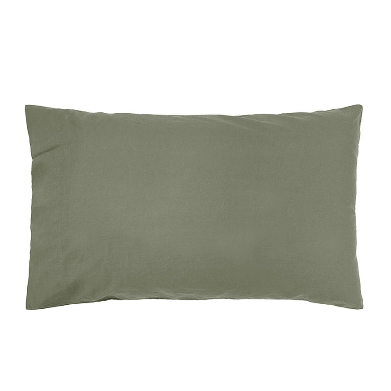 alt="A beautiful plain green cotton pillowcase"