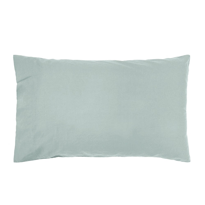 alt="A beautiful plain light blue cotton pillowcase"