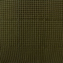 Cotton waffle fabric texture in olive green on european pillowcase.