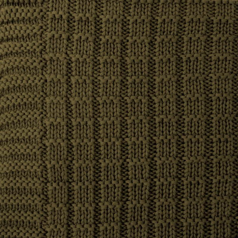 Details shot of knitted cotton blanket with green pattern, extra-long size perfect for laying across the end of a bed, designed by Bambury in Australia.