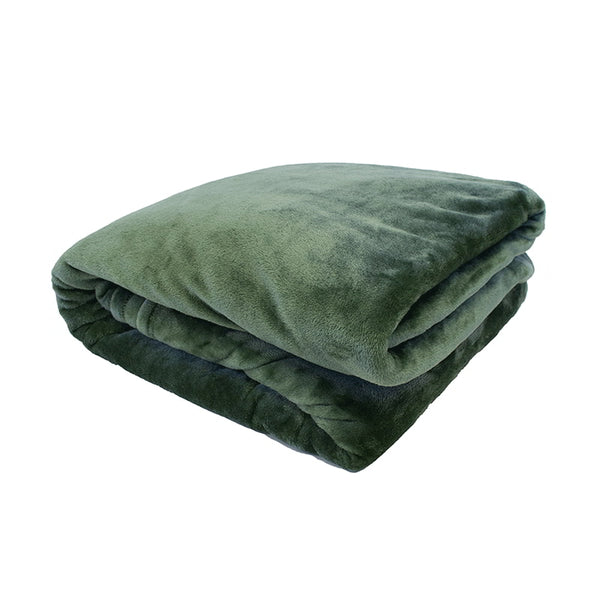 A stack of green blanket is soft and silky to touch, perfect for warmth on the bed or cosying up on the couch.