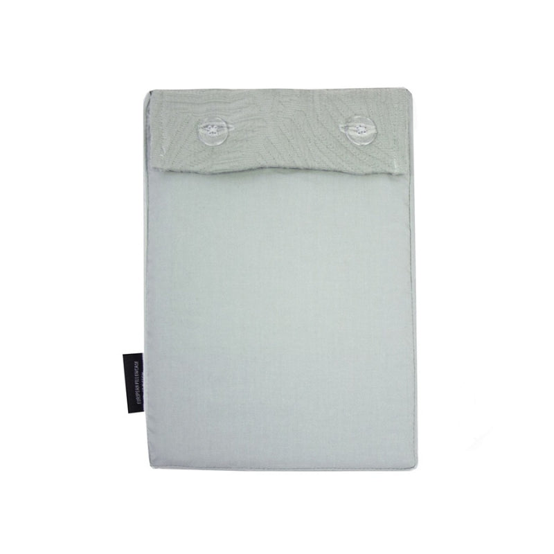 alt="A calming green tones european pillowcase featuring a subtle textural leaf pattern in a packaging"