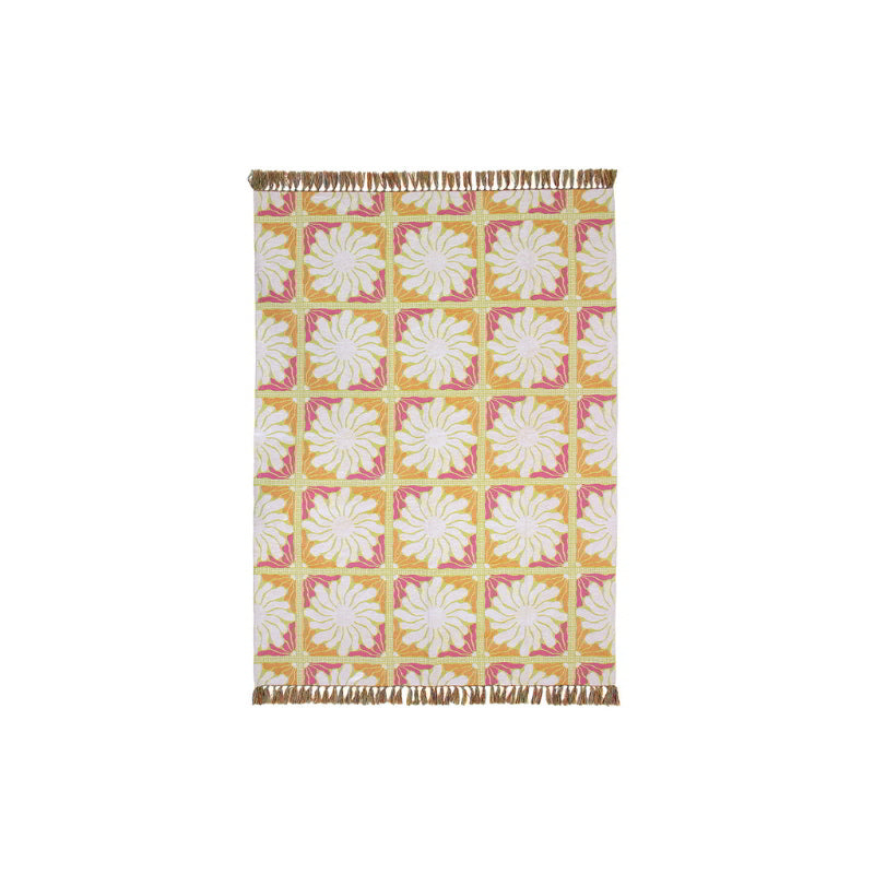 A vibrant Zinnia Multi Throw featuring a floral design, perfect for brightening any living space or outdoor setting.