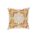  A vibrant Zinnia Sorbet pillow featuring a large flower design, perfect for adding cheer to any living space.