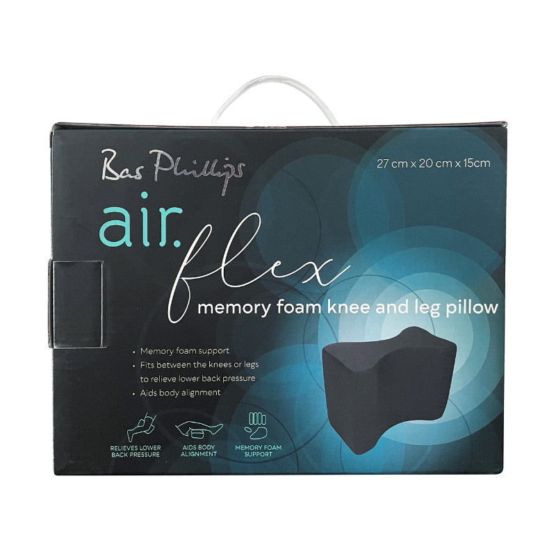 Packaging details of the Knee and Leg Support Pillow designed for comfort and support, enhancing sleep quality and body alignment.
