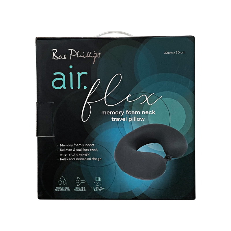 Packaging details of the ergonomic memory foam neck pillow providing customized support for travel and enhancing neck comfort.