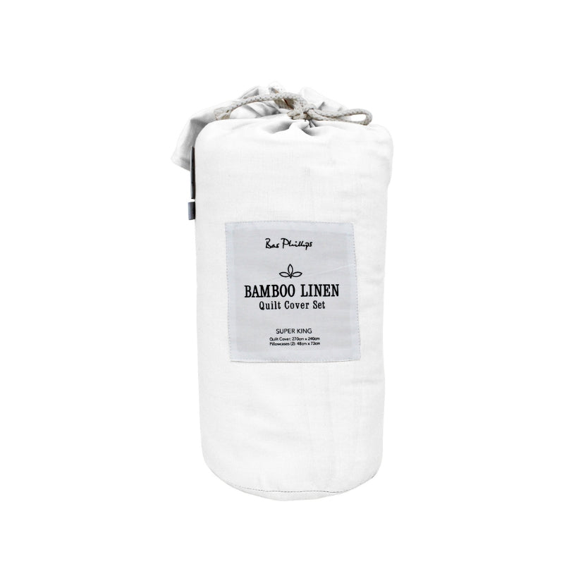 alt="Front details of a nice packaging of a white quilt cover set to your bedroom"