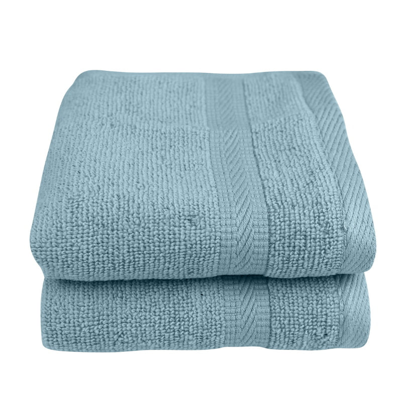 alt="Front details of 2 pack spa blue Face Washer featuring its wonderfully soft velvety texture, softness, and high quality cotton."