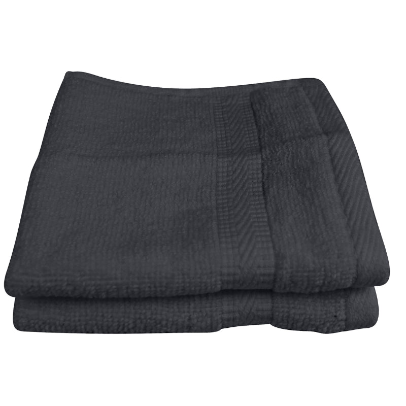 alt="Front details of 2 pack coal Face Washer featuring its wonderfully soft velvety texture, softness, and high quality cotton."