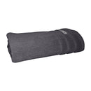 alt="Side zoom details of graphite bath towel featuring its finest egyptian cotton and high level of softness."