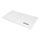 White egyptian bath mat showcasing a delightful design in intricate detail.