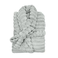 The silver Bas Phillips Haven Sherpa Ribbed Bathrobe is a cloud-soft hug that offers ultimate comfort and stylish relaxation.
