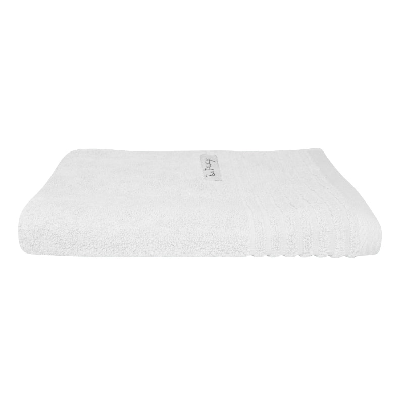 alt="An elegantly folded premium white hand towel, showcasing its minimal and soft details"
