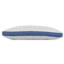 alt="Side details of a quilted pillow designed to help maintain the ideal sleep climate tempreature"