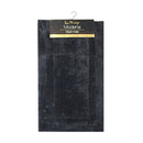 alt="Full details of eclipse modena microfibre bath mat with a tag featuring its soft intricate design"